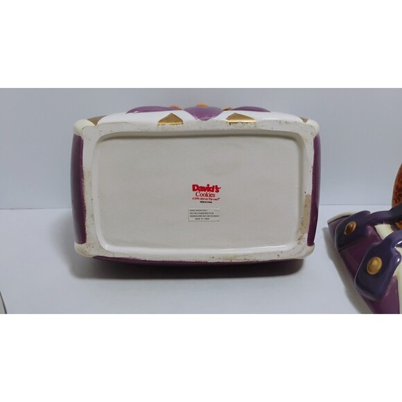 DAVIDS COOKIES PURPLE PASSION HANDBAG CERAMIC COOKIE JAR W MATICHING TREAT JAR - Picture 7 of 10